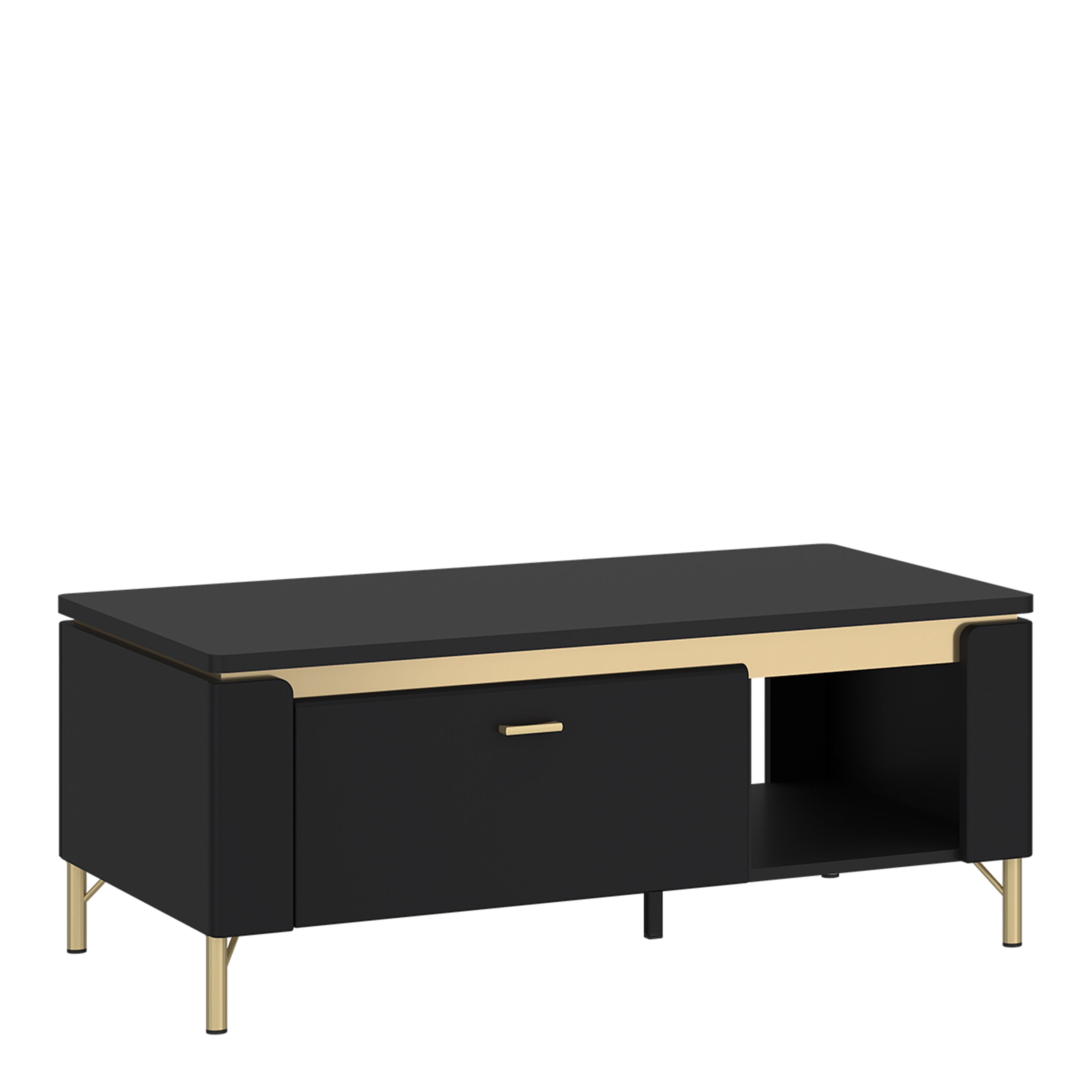 Gina Coffee Table 1 Drawer in Black Matt/Gold