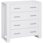 HOMCOM Chest Of 4 Drawers Storage Cabinet Bedroom Clothes w/Metal Handles Base Freestanding Unit Furnishing Living Room White