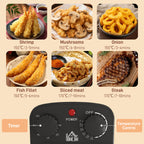 5 Litre Deep Fat Fryer Stainless Steel with Adjustable Temperature, 60min Timer, Removable Oil Basket, Viewing Window and Safety Cut Out, 2000W
