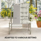 Outsunny 3 Piece Garden Bistro Set, Round Outdoor Bistro Table and Chairs Set for 2 with Texteline Seat and Cushions, Light Grey