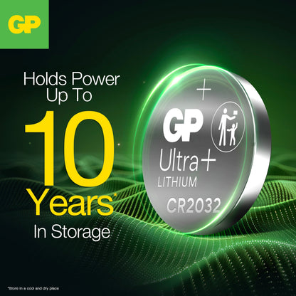 GP CR2032 Ultra Plus 3V Lithium Coin Cell Batteries - Pack of 2