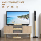 Sliding Door TV Cabinet Stand - Oak Wood-Effect