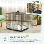 PawHut Foldable Dog Crate with Two Doors with Tray, Soft Cushion, for Extra Small Dogs, 60 x 45 x 50, Black