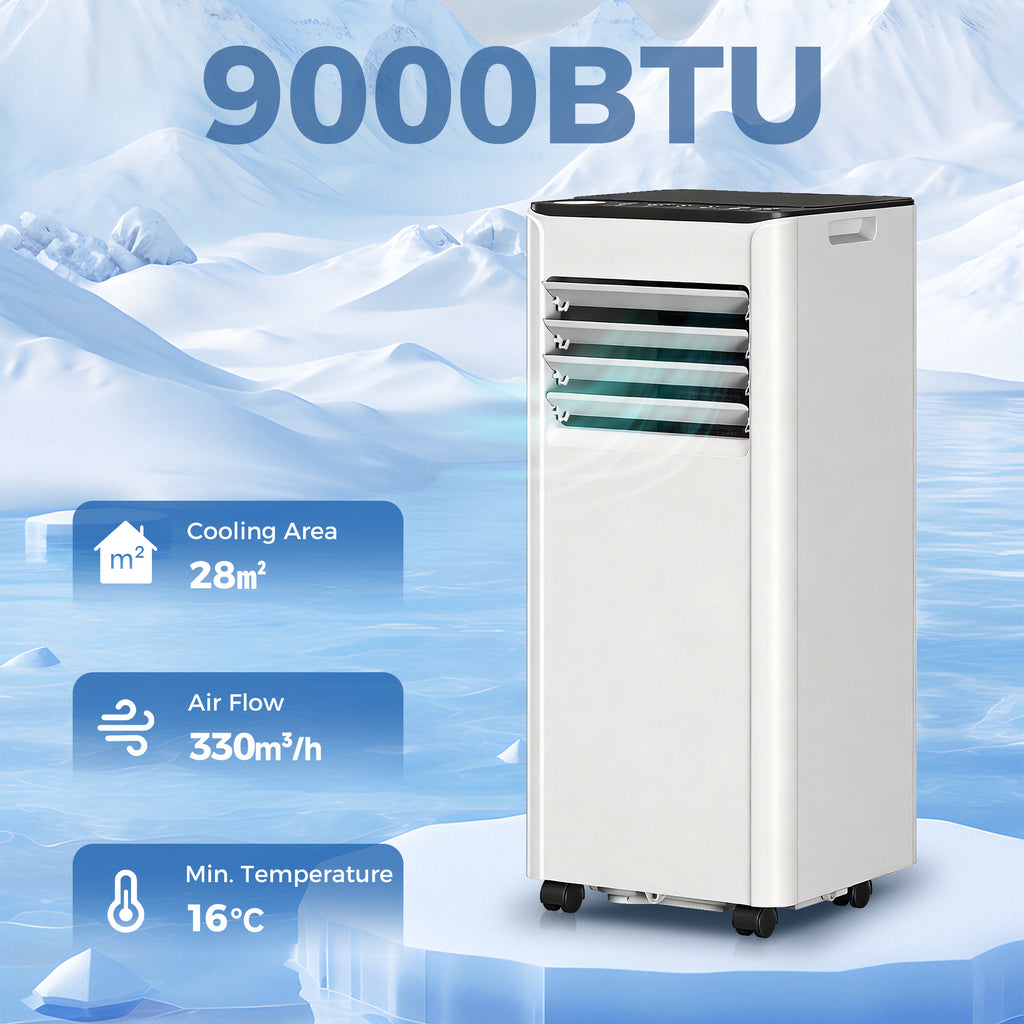 Portable Air Conditioner 9000 BTU, 4-in-1 AC Unit with Cool, Dehumidifier, Fan, Sleep Mode, WiFi Voice Remote Control