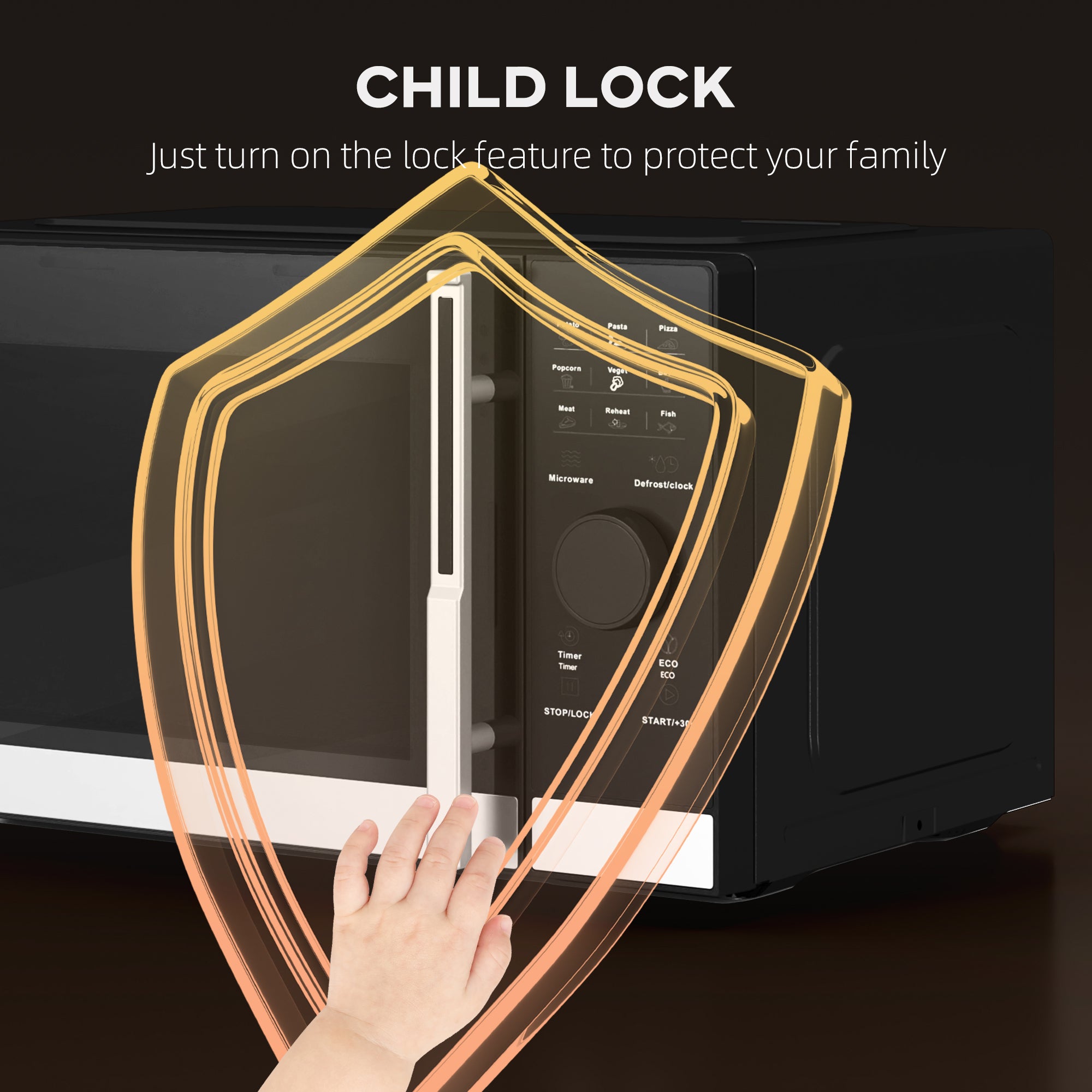 23L 800W Microwave Oven, Digital Solo Microwave with 10 Power Levels, Automatic Defrost, 8 Auto Cook Menus, 60 Minutes Timer, Clock, Easy Clean, Small Black Microwave
