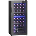32-Bottle Narrow Wine Fridge, with Lights - Black