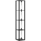 LED Floor Lamp with Shelves, Modern Dimmable Standing Lamp with 3 Brightness Levels and Foot Switch for Living Room, Bedroom, Office, Black
