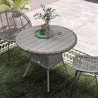 Outsunny 90 cm Wood-Effect Rattan Garden Table - Grey