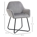 HOMCOM Velvet-Feel Plisse Back Accent Chair - Grey