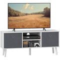 TV Cabinet Stand Unit for TVs up to 50'' with Foldable Drawers, Entertainment Centre for Living Room White