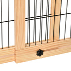 PawHut Freestanding Dog Gate, Foldable Pet Fence, Indoor Wood Barrier, Stair Gate with Support Feet, for Doorway, Hallway, Small and Medium Dogs, 69H x 104-180 cm, Natural Wood Finish