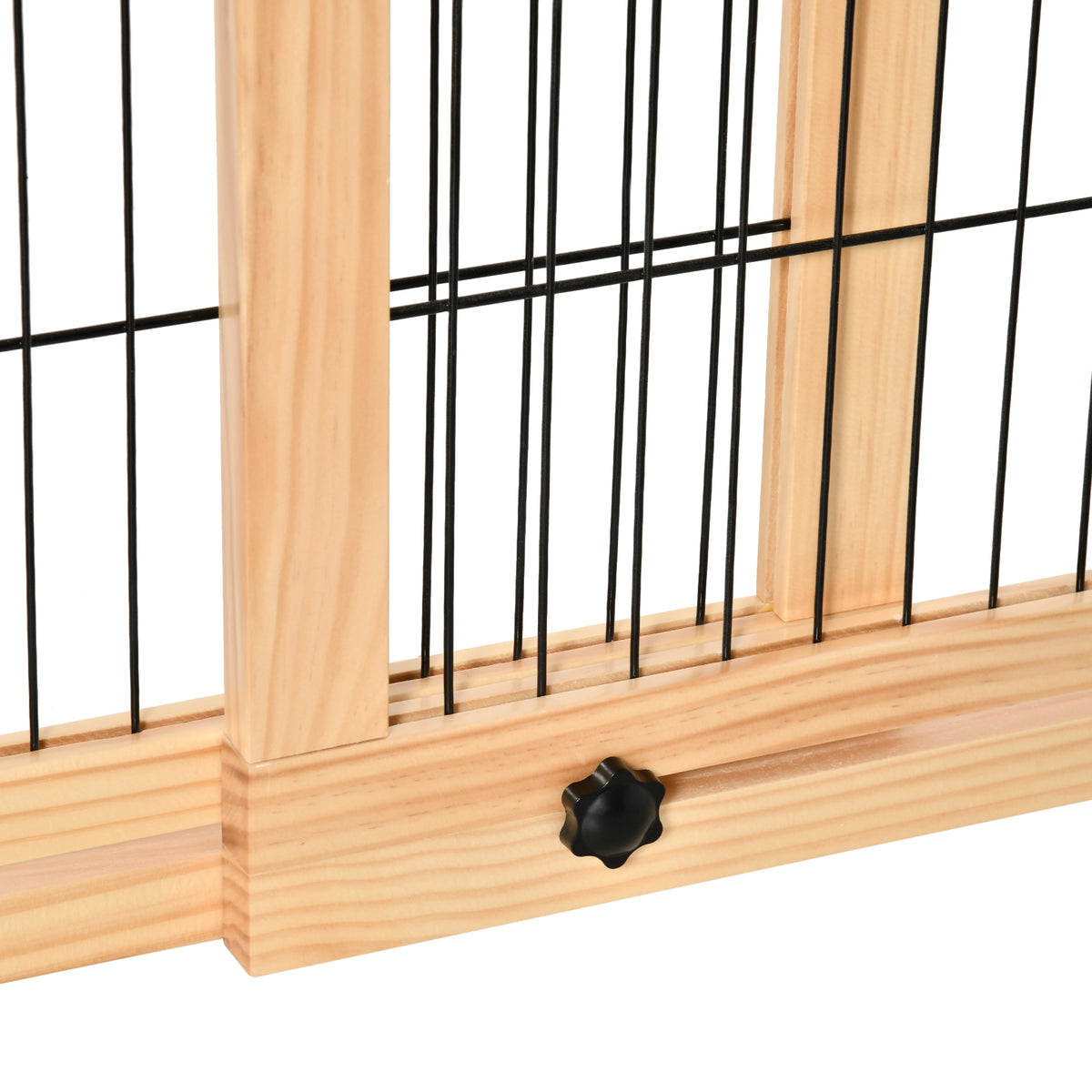 PawHut Freestanding Dog Gate, Foldable Pet Fence, Indoor Wood Barrier, Stair Gate with Support Feet, for Doorway, Hallway, Small and Medium Dogs, 69H x 104-180 cm, Natural Wood Finish
