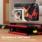 PawHut Portable Raised Dog Bed, Elevated Pet Cot with Breathable Mesh for Indoor Outdoor, for Small Medium Dogs, Red