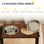 PawHut Raised Dog Bowls with Stand, 4 Heights Adjustable Pet Feeder with 3 Adjustable Angles for Small, Medium & Large Breeds, Brown