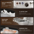 15 Bar Coffee Machine with 15 Adjustable Grind Setting, Steamer and Complete Kit - Silver Colour