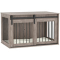 PawHut 98cm Dog Crate Furniture with Removable Cushion for Large Dogs - Brown