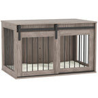 PawHut 98cm Dog Crate Furniture with Removable Cushion for Large Dogs - Brown