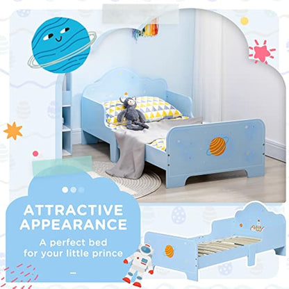 Toddler Bed, Safety Rails, Kids Bedroom Furniture for Boys, Girls, Ages 3-6 Years, 143 x 74 x 59cm - Blue