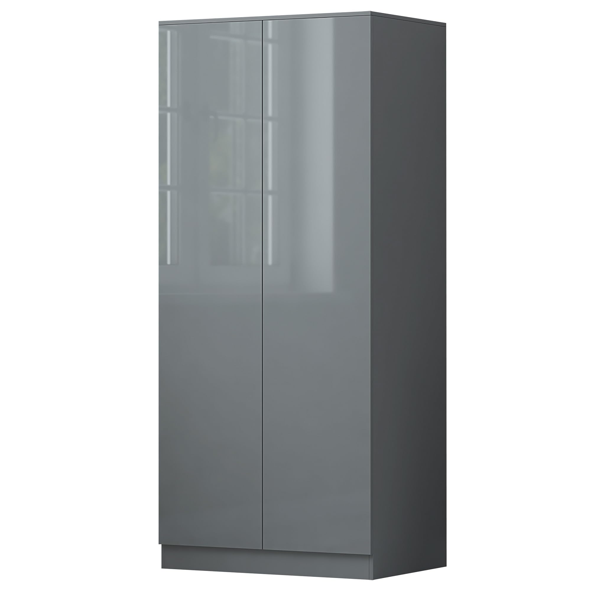 Scandinavian Matt Grey 2 Door Wardrobe in Grey Gloss