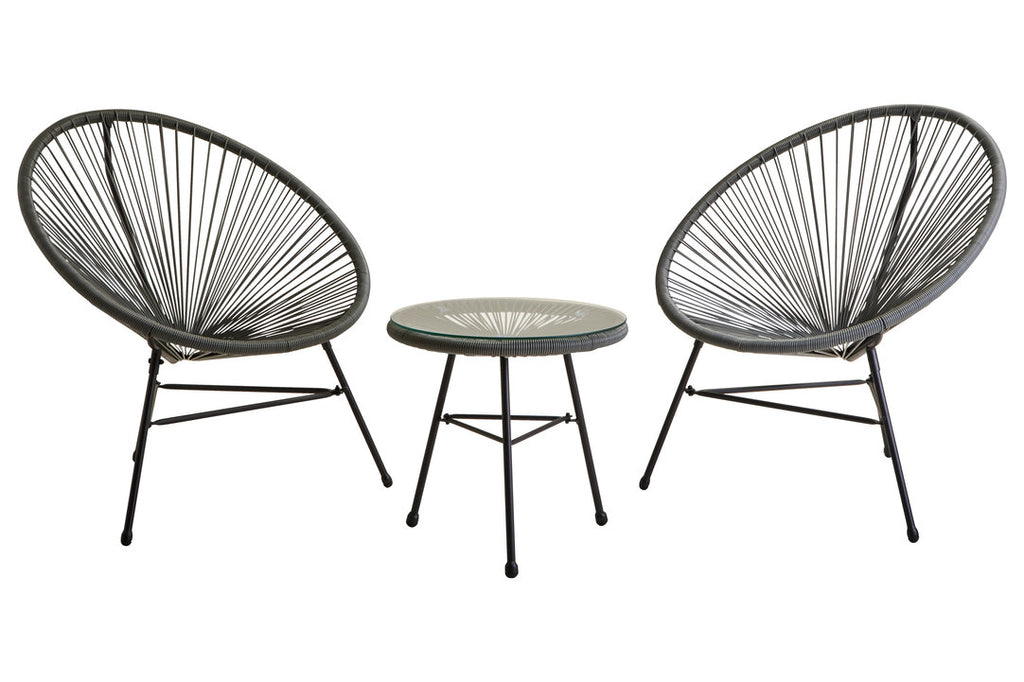 Milan Grey 3 Piece Rattan Patio Set