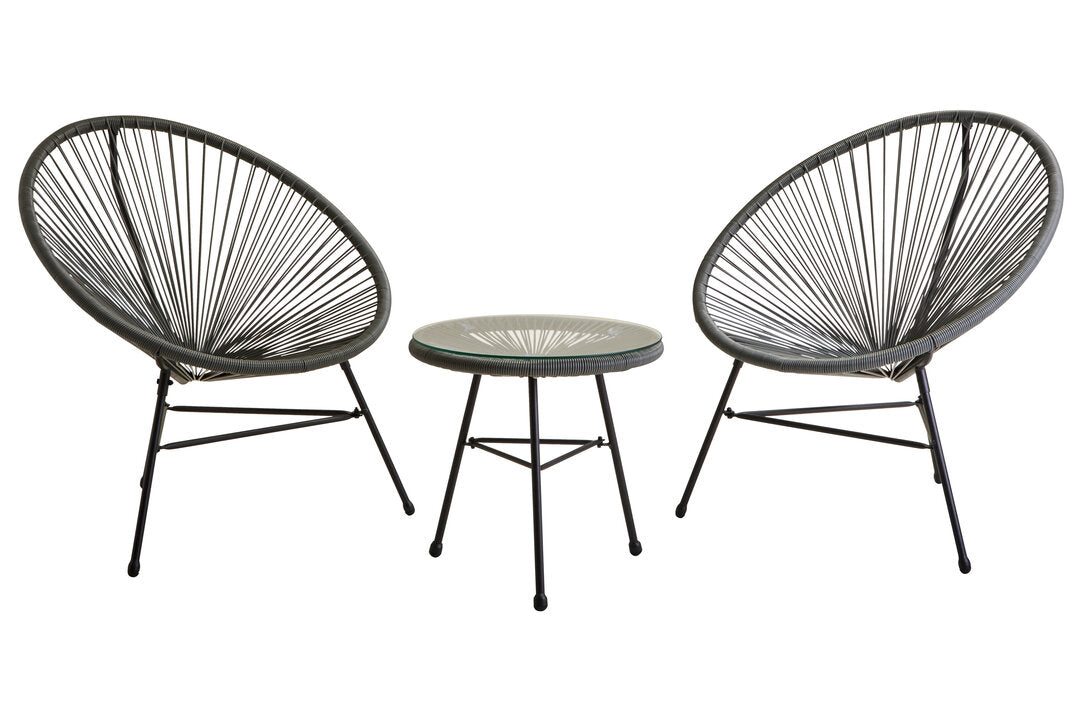 Milan Grey 3 Piece Rattan Patio Set