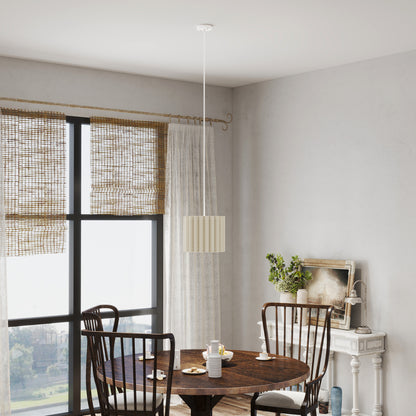 Linen Pendant Light, Bedside Ceiling Lamps with E27 Bulb, Modern Hanging Lights for Living Room, Bedroom, Kitchen, Hallway, White