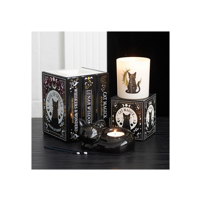 Black Cat Magick Curled Cat Tealight Holder