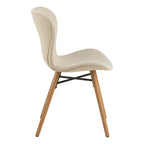 Codey Round Dining Table with White Polished Marble Top & Black Base includes 4 Matilda Dining Chairs in Cream/Oak