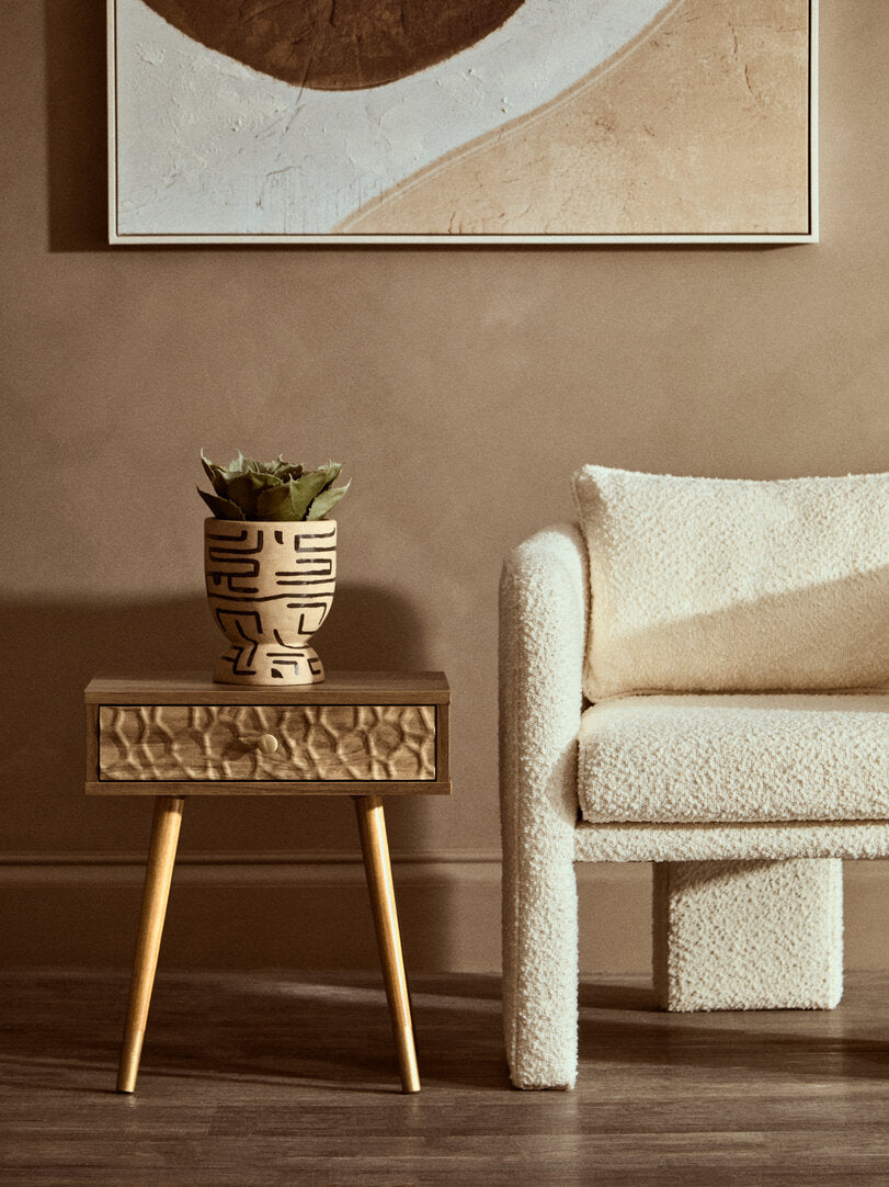 Freya Wood Veneer Bedside Table with 1 Drawer