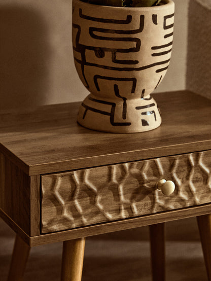 Freya Wood Veneer Bedside Table with 1 Drawer