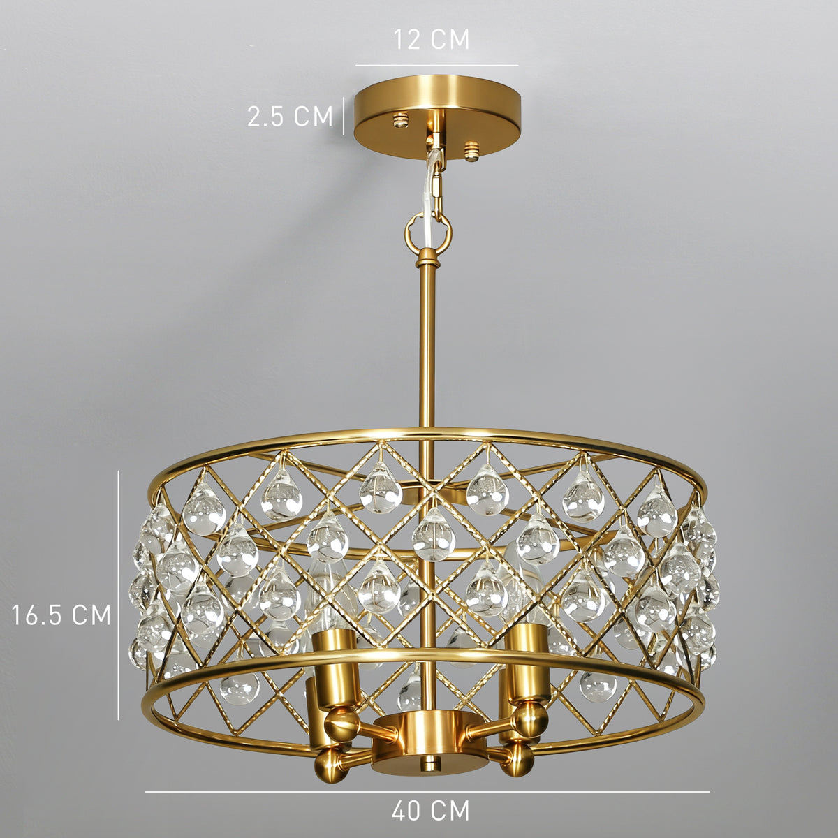 51 Crystallite Four-Bulb Chandelier - Gold-Tone
