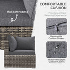 Outsunny Outdoor PE Rattan Corner Sofa, Garden Wicker Furniture Single Sofa Chair w/ Cushions, Deep Grey