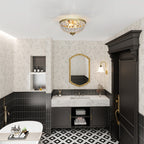 Crystal Chandelier Ceiling Light with 168 Octagonal Beads, Vintage 2-Light Flush Mount Ceiling Light for Living Room, Bedroom, Hallway, Dining Room, Gold Tone