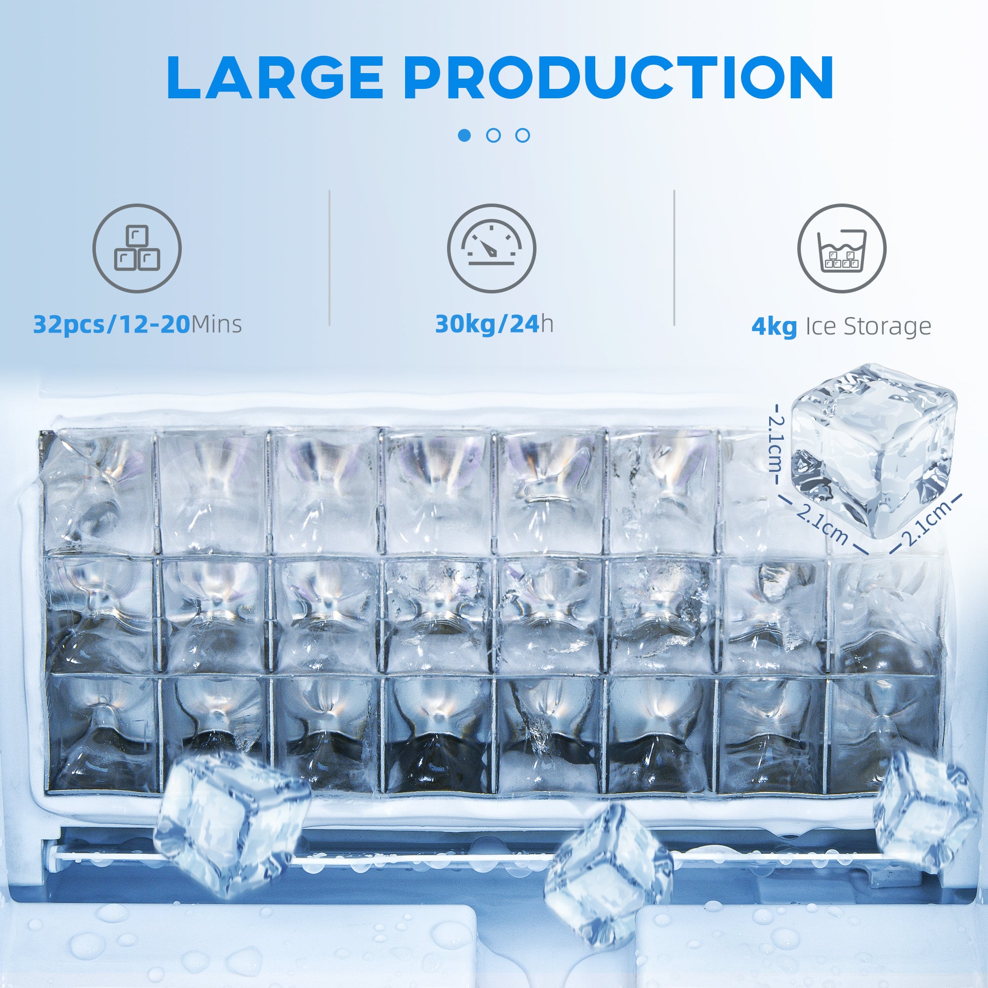 Commercial Ice Maker with 4kg Ice Storage - Black