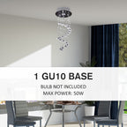 Metal Crystal Ceiling Light Chandelier Elegant Pendant Lamp Living Room Stairway Spiral Rain Drop Pendant Lamp Silver