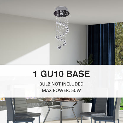 Metal Crystal Ceiling Light Chandelier Elegant Pendant Lamp Living Room Stairway Spiral Rain Drop Pendant Lamp Silver