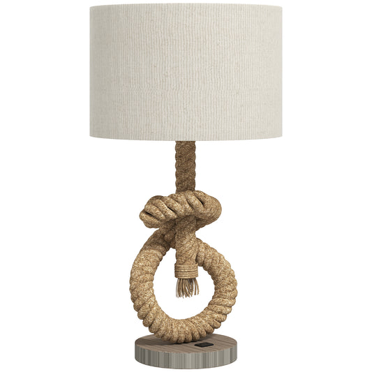 Nautical LED Table Lamp with USB Charging Port, Bedside Desk Lamp for Bedroom, Living Room, Home Office