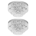Set of 2 Modern Crystal Ceiling Lights, Chandeliers, Pendant Lamps w/ 7 Lights, E14 Fittings for Living Room, Bedroom, Silver
