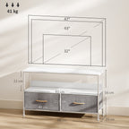 TV Stand Cabinet with 2 Foldable Drawers - White