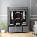 Foldable Fabric Wardrobe for Bedroom, Portable Wardrobe with 5 Shelves, 2 Hanging Rails and 3 Fabric Drawers, Dark Grey