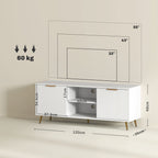 Modern TV Stand Cabinet for TVs up to 55", TV Unit with 2 Open Shelves and 2 Cabinets, Entertainment Centre with Cable Management for Living Room, White