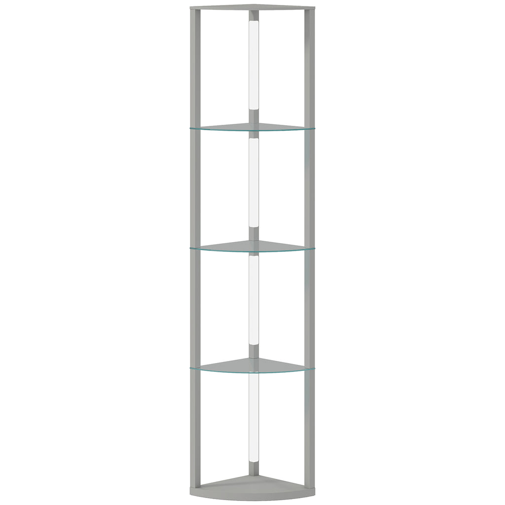 LED Floor Lamp with Shelves, Dimmable Standing Lamp with Foot Switch for Living Room, Bedroom, Grey