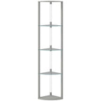 LED Floor Lamp with Shelves, Dimmable Standing Lamp with Foot Switch for Living Room, Bedroom, Grey