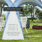 Outsunny 3.5 x 3.5M Camping Gazebo, Outdoor Event Shelter Dome Tent Garden Sun Shelter Patio Spire Arc Pavilion Camp Sun Shade Tent for 6-8 Person, Light Blue