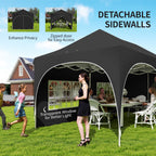 Outsunny 3 x 6m Pop Up Gazebo Shelter with Sides, 6 Sandbags, Peak Top Garden Party Tent Marquee with Carry Bag, Black