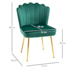 HOMCOM Velvet-Feel Shell Accent Chair - Green