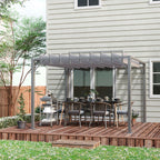 Outsunny 3 x 3(m) Outdoor Pergola with Retractable Roof, Aluminium Louvered Patio Gazebo Canopy, Grey