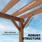 Outsunny 3 x 3 m Wooden Pergola Kit, Garden Pergola Gazebo Grape Trellis with Triangle Supports, Maple Wood-effect