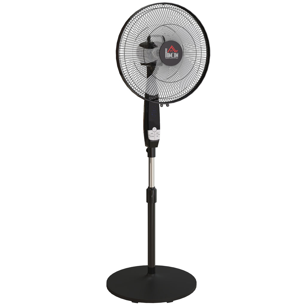40 cm Pedestal Standing Floor Fan, Oscillation Cooling Fan with Remote Control, Black