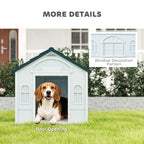 PawHut Plastic Weather-Resistant Dog House, for Indoors and Outdoors, Medium Dogs - White and Blue
